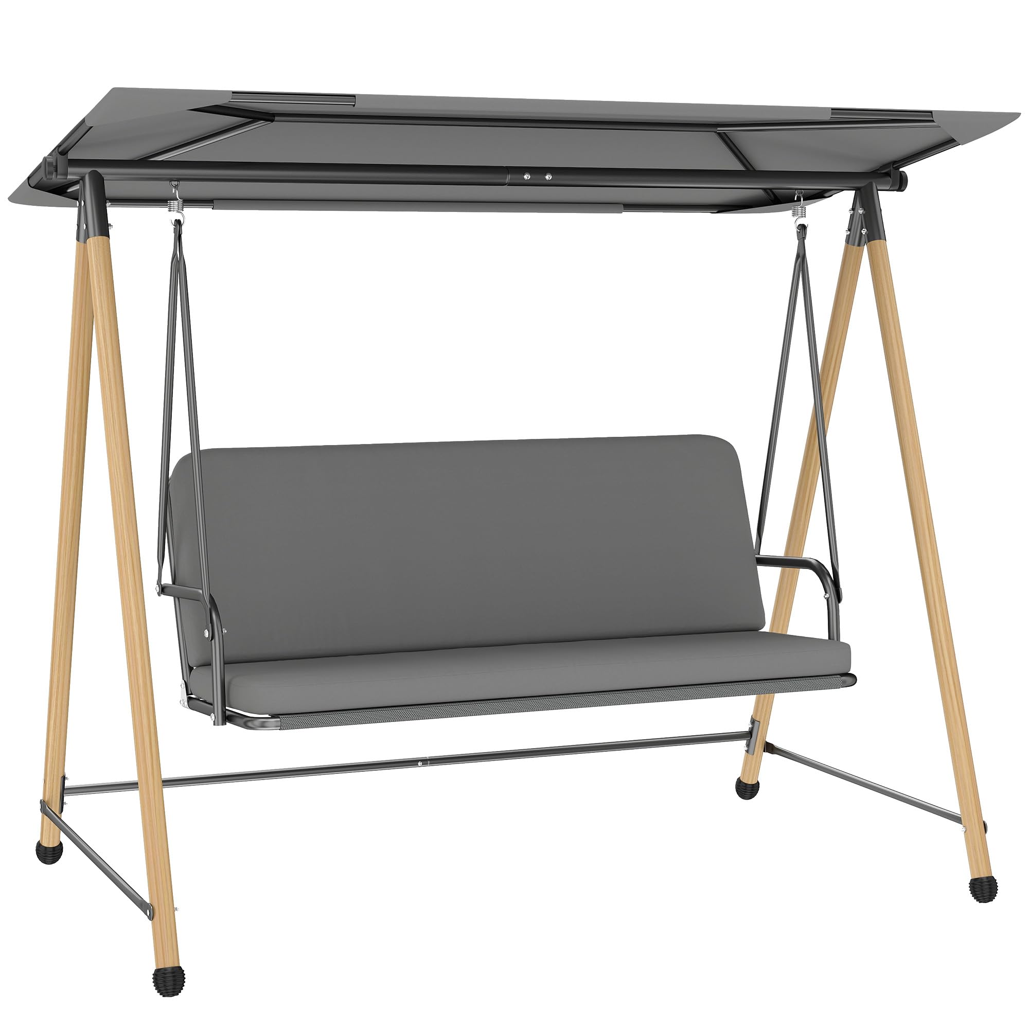 Outsunny 3-Sitzer Gartenschaukel, verstellbares Dach 208x125x180cm Grau