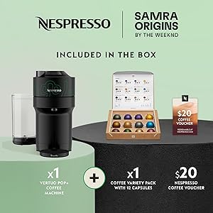 Nespresso Vertuo Pop+ Coffee and Espresso Maker by Breville, Samra Origins by The Weeknd Metad Green