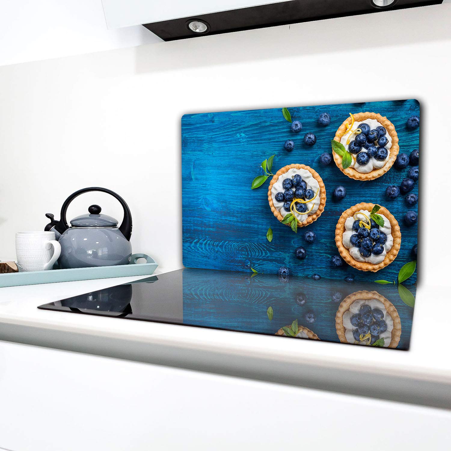 TMK - Plaque de protection pour cuisinière - 80 x 52 cm - 1 pièce - Protection contre les éclaboussures - Protection contre les éclaboussures - Plaque en verre - Pour découper les fruits - Blanc