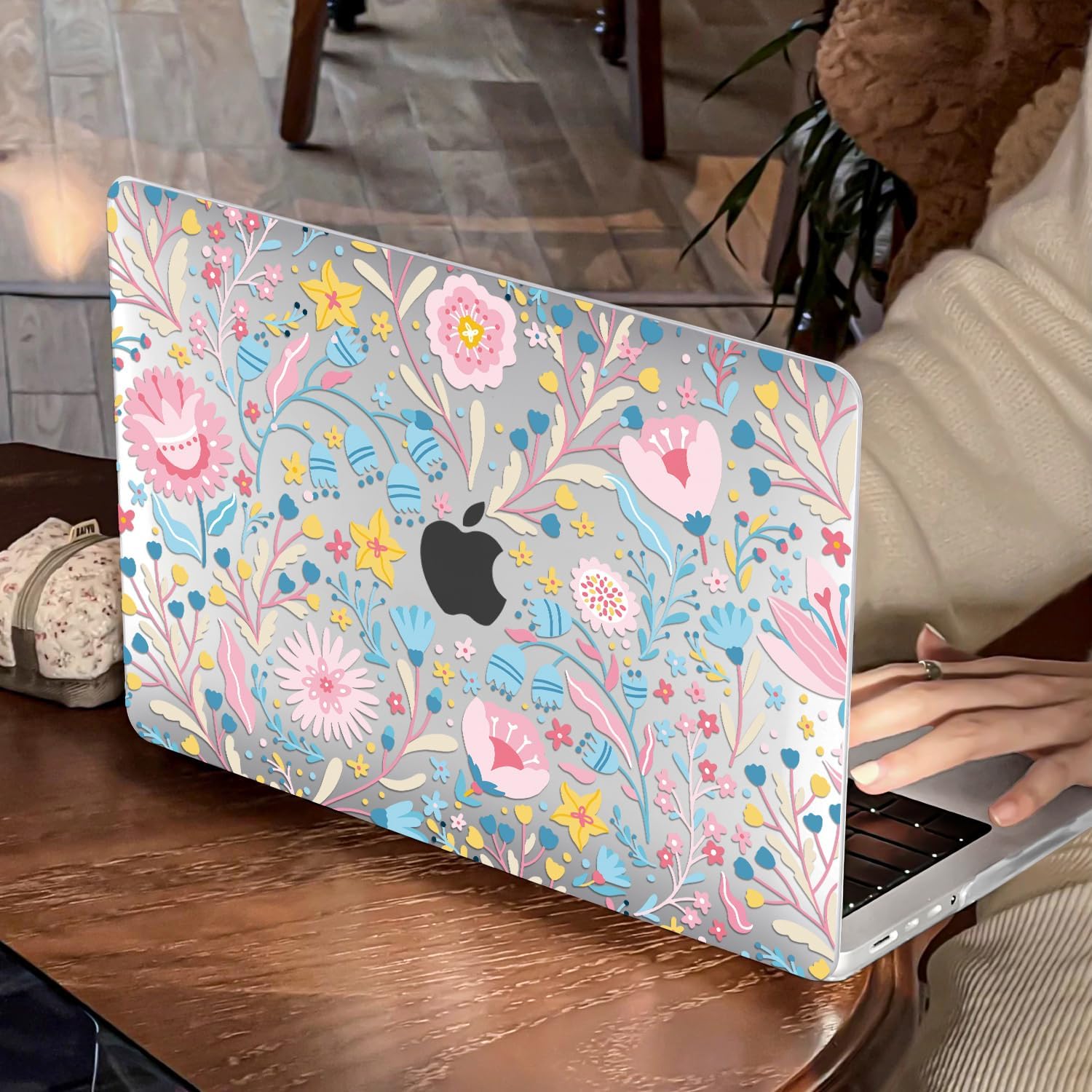 Case for MacBook Pro 16 Inch 2026 2025-2021 M5 M4 M3 M2 M1 A3428 A3429 A3403 A3186 A2991 A2780 A2485 Pro Max Chip, Plastic Hard Shell Case Keyboard Cover Screen Film Webcam Cover, Pink Flowers