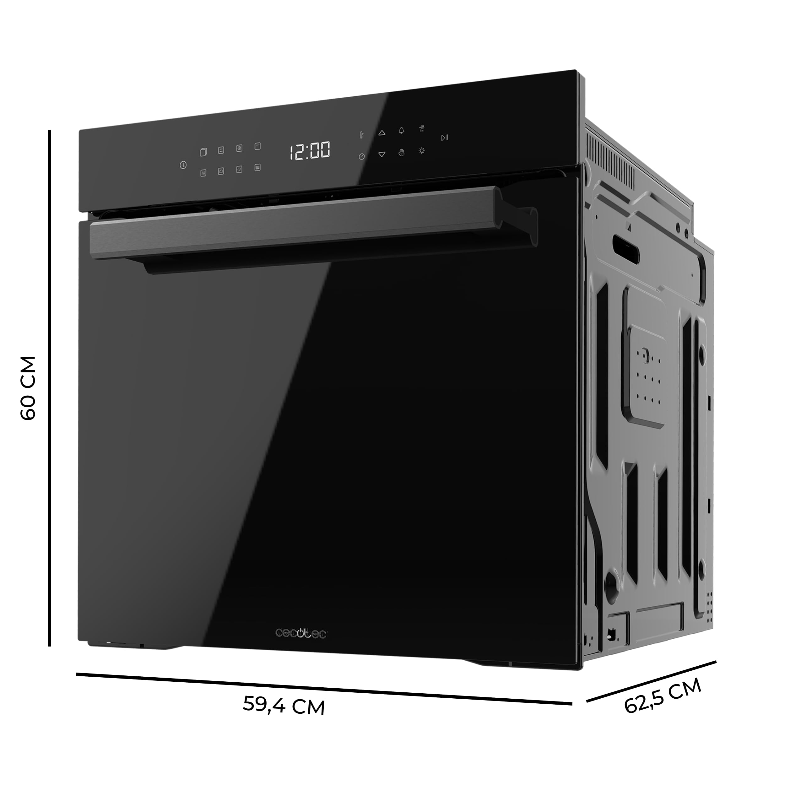 Cecotec Four Encastrable Bolero Hexa 9506000 Glass Black A de 81 L. 11 Fonctions avec Airfryer Master, Pizza Master, Cuisson 3D, Base vapeur X2, Faible consommation, Nettoyage facile, 5 Positions