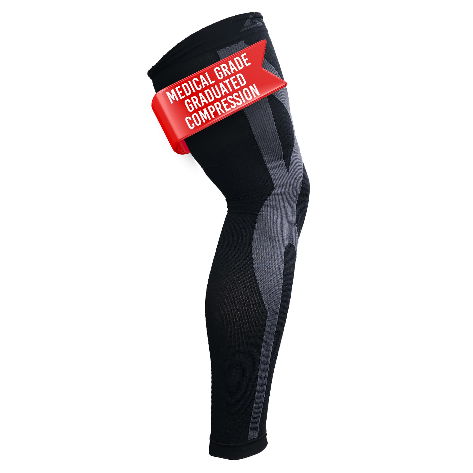 B-Driven Sports Full Leg Compression Sleeve For Men Women - Medical Grade 20-30mmHG - Running Recovery Swelling Thigh Support