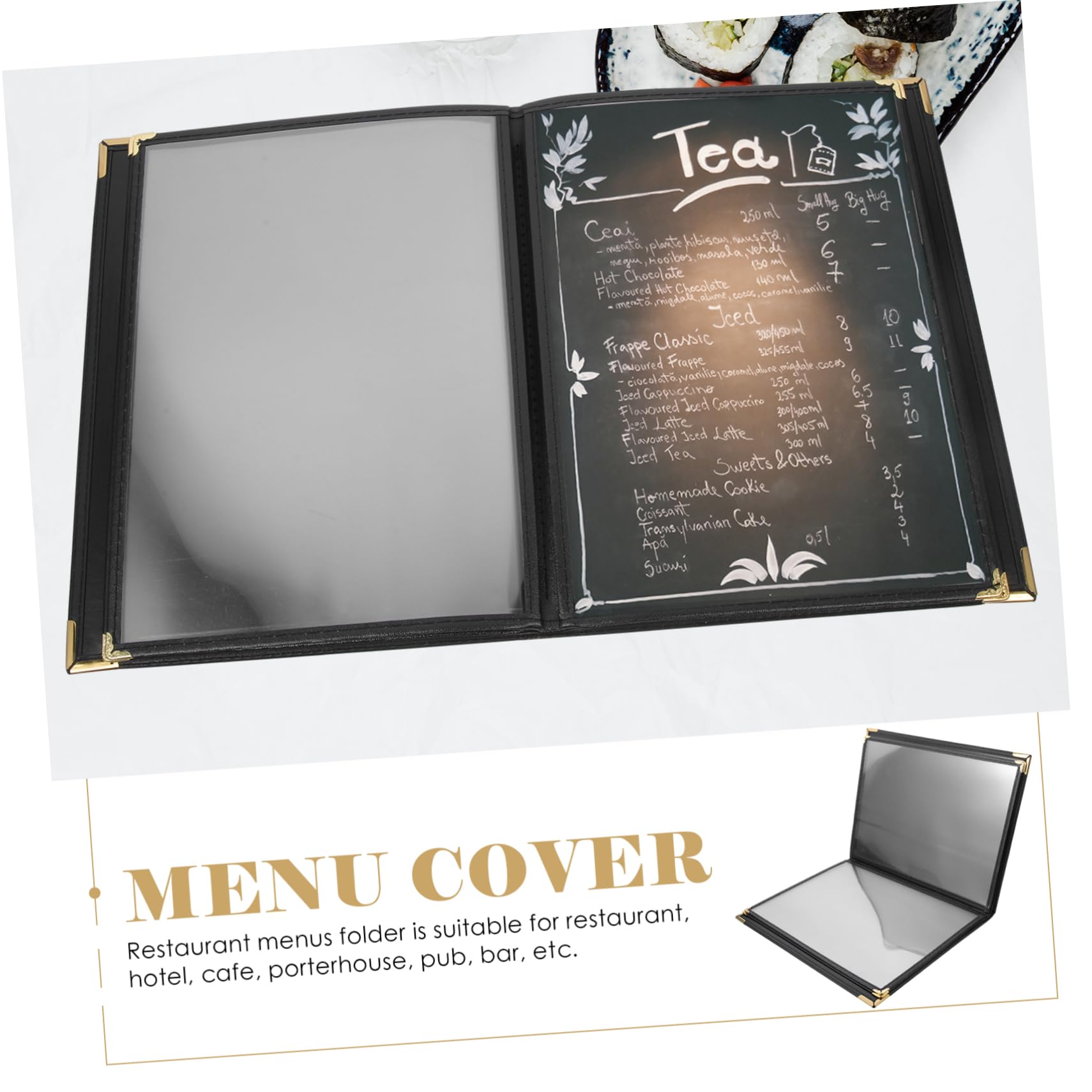 Mikikit 2 Piezas para Menús de Restaurante PVC Resistente al Agua y Aceite Carpeta Organizadora Reutilizable de Páginas para Cafeterías Bares y Funda para de