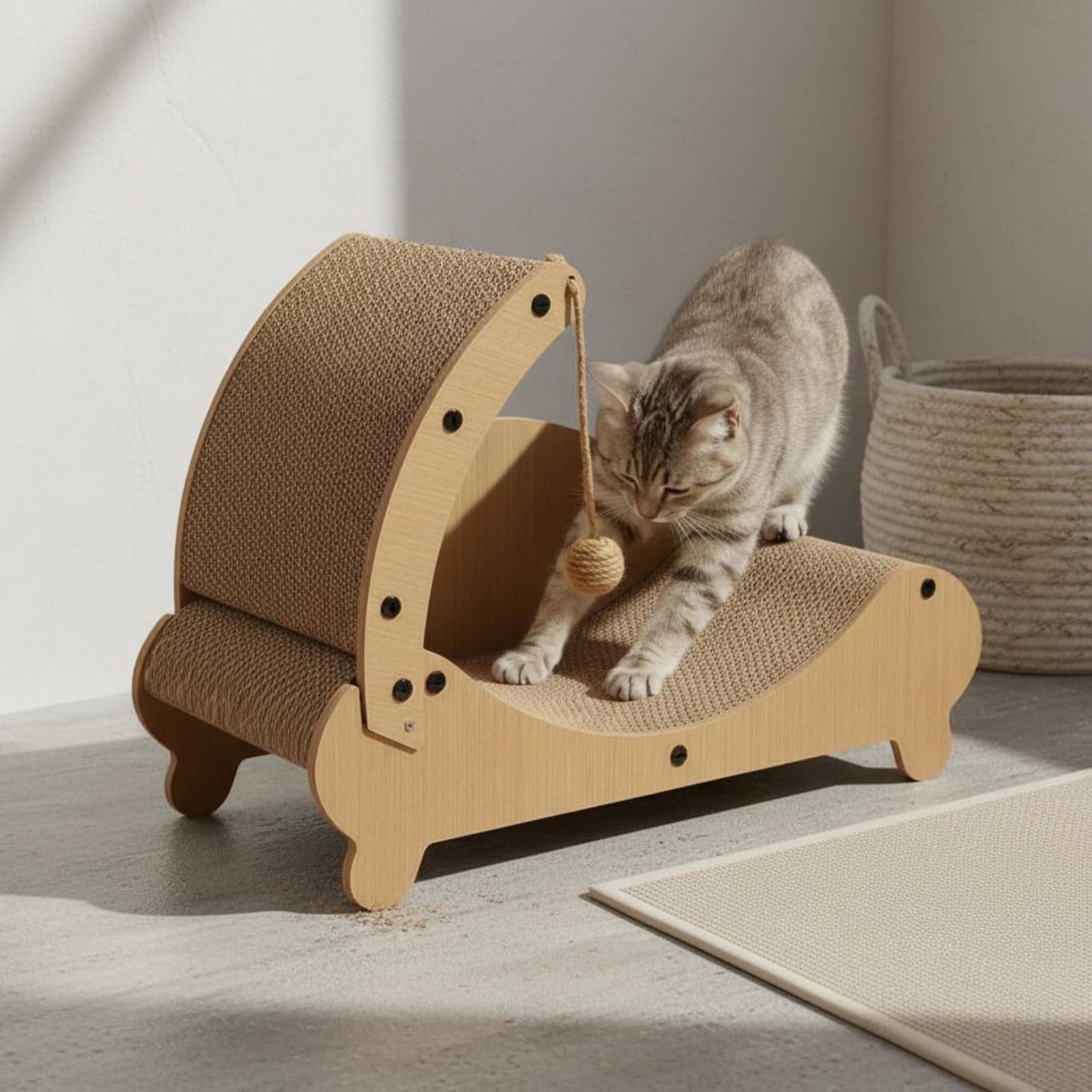 Harilla Griffoir pour Chat en Carton Résistant, Grattoir Multifonctionnel en Carton Ondulé Amélioré Recommandé pour Les Chats De Moins De 7,5 Kg