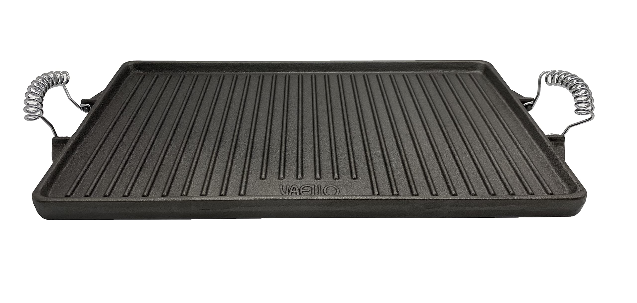 Plancha de acero esmaltada, plancha de acero fundidido doble cara, parrilla de acero para barbacoas (Rectangular, 47x27 cm)