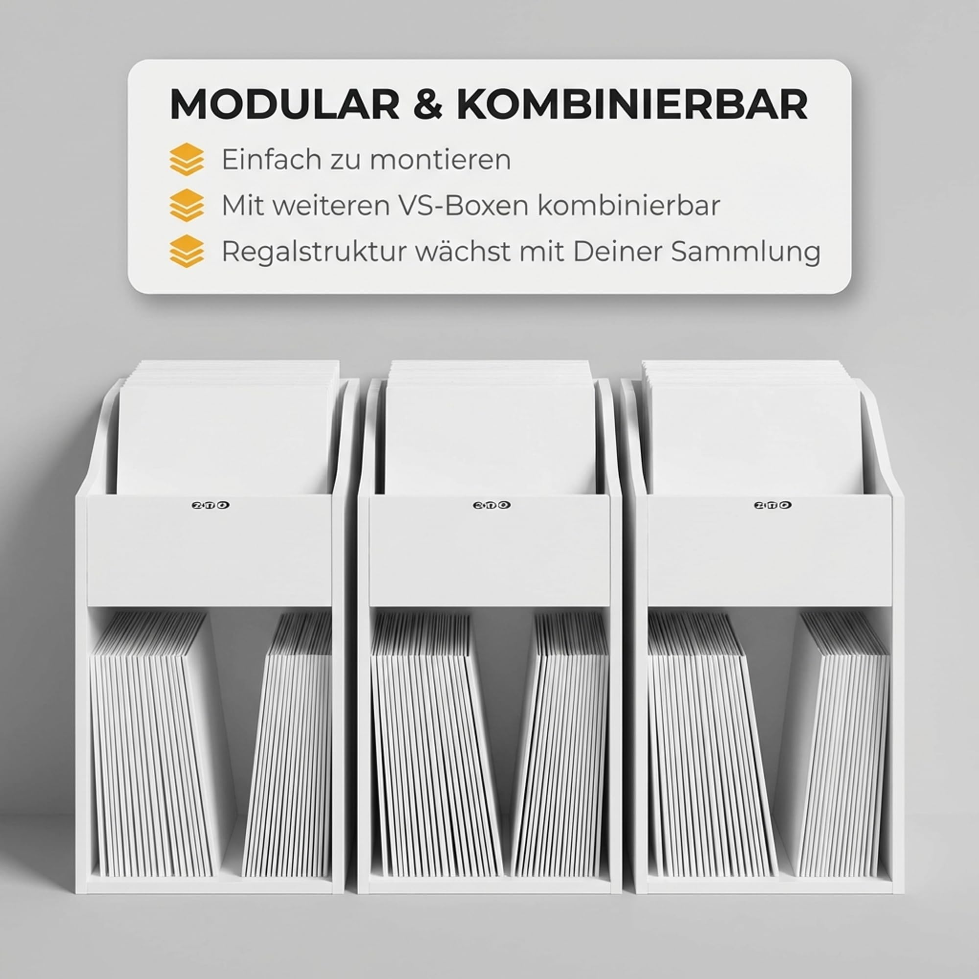 Zomo VS-Box 100/2 Vinyl Aufbewahrungsbox - 360 x 335 x 560 mm - Weiß - MDF Holz - Regal für Schallplatten 200 bis 240 LPs