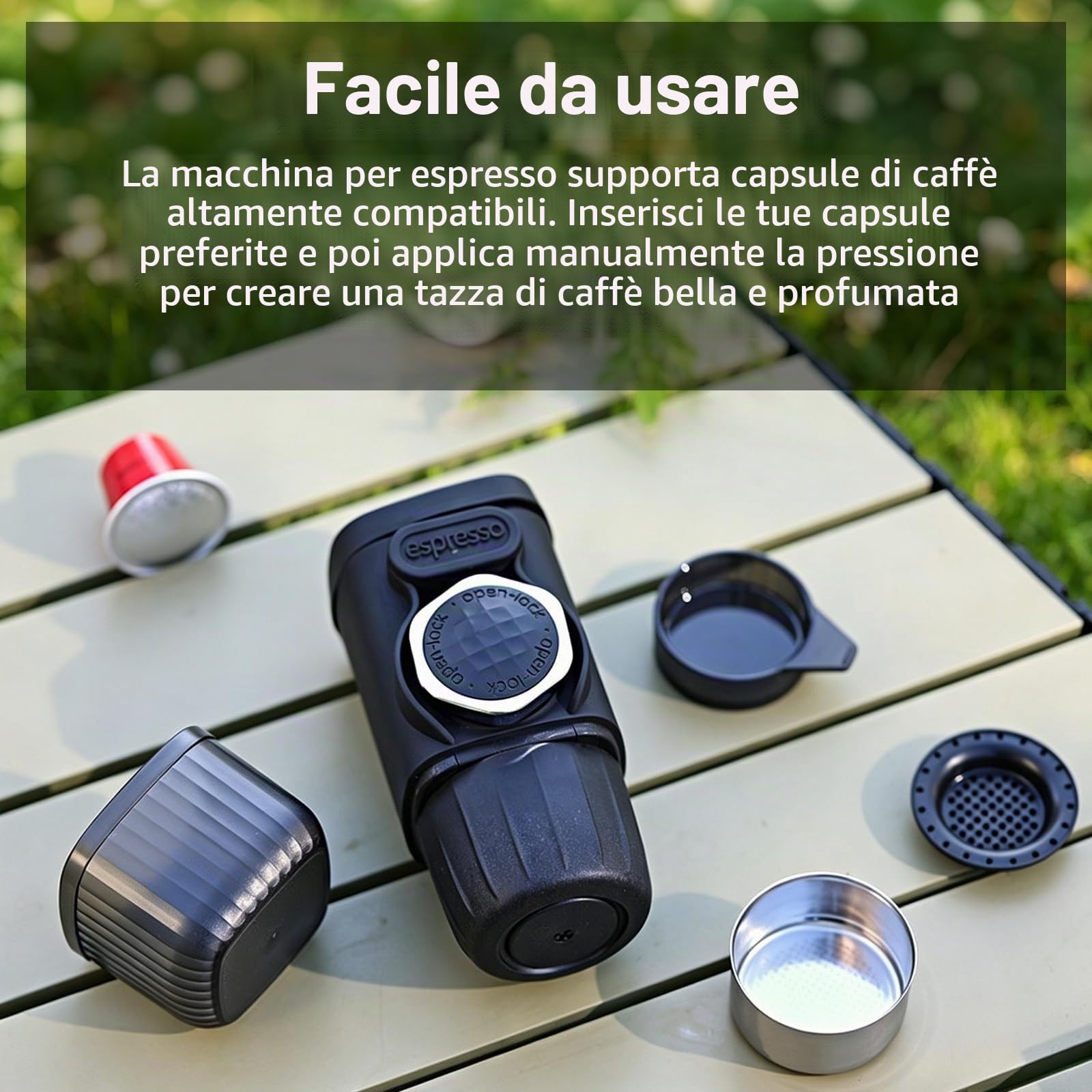 OBEST Macchina per caffè espresso portatile, Minipresso per viaggiare | macchina da caffè manuale espresso, viaggi all'aperto escursionismo, acchina da caffè portatile per campeggio