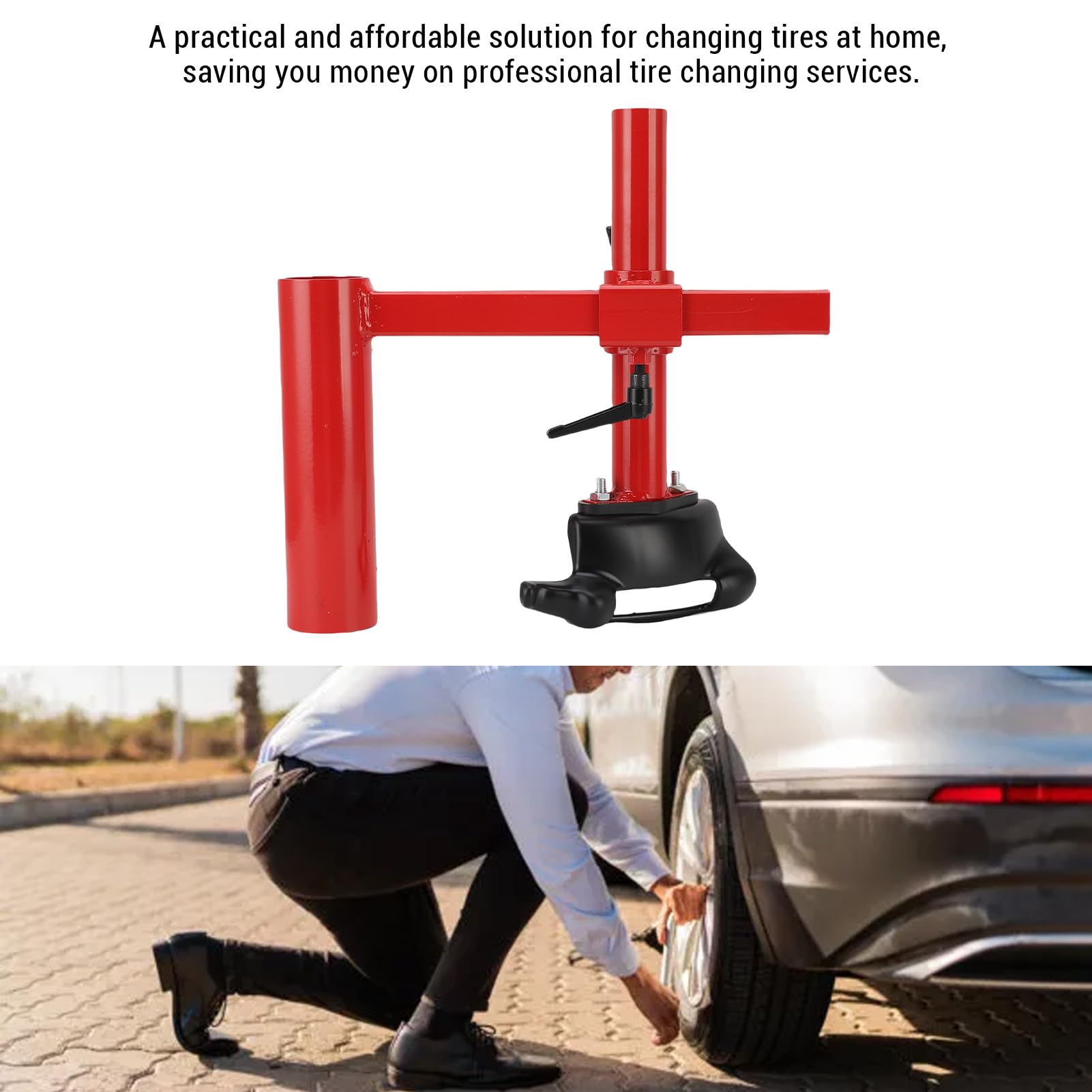 Cambiador de Neumáticos Manual, Cambiador de Neumáticos con Cabeza de Pato de Acero Al Carbono con Extendido, Kit de de Portátil con 7 Piezas Mejoradas para Mantenimiento de Equipos de