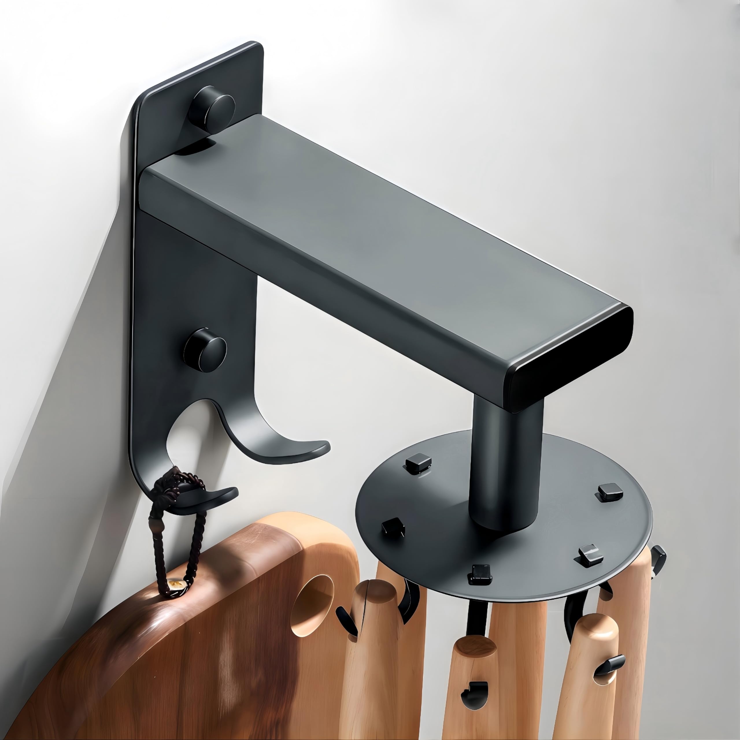 Self Adhesive Kitchen Utensils Holder Wall Mounted Utensil Hooks, Grey
