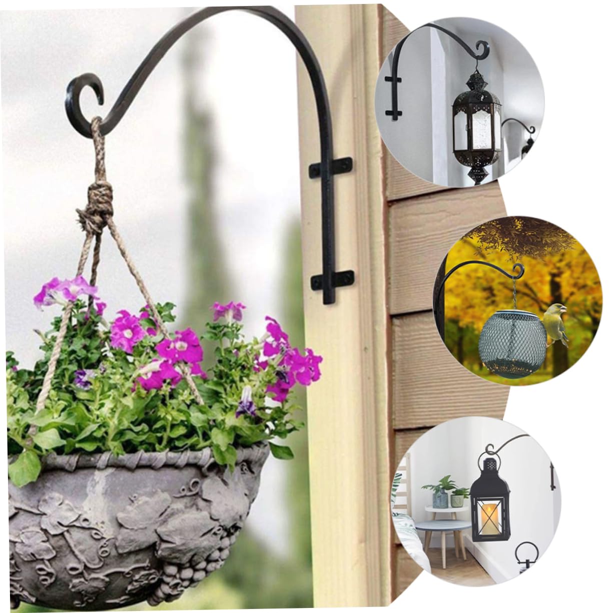 BESTonZON Supports pour Paniers Suspendus Crochets Fer pour Pots de Fleurs Supports Muraux Échelle pour Jardinières de Balcon