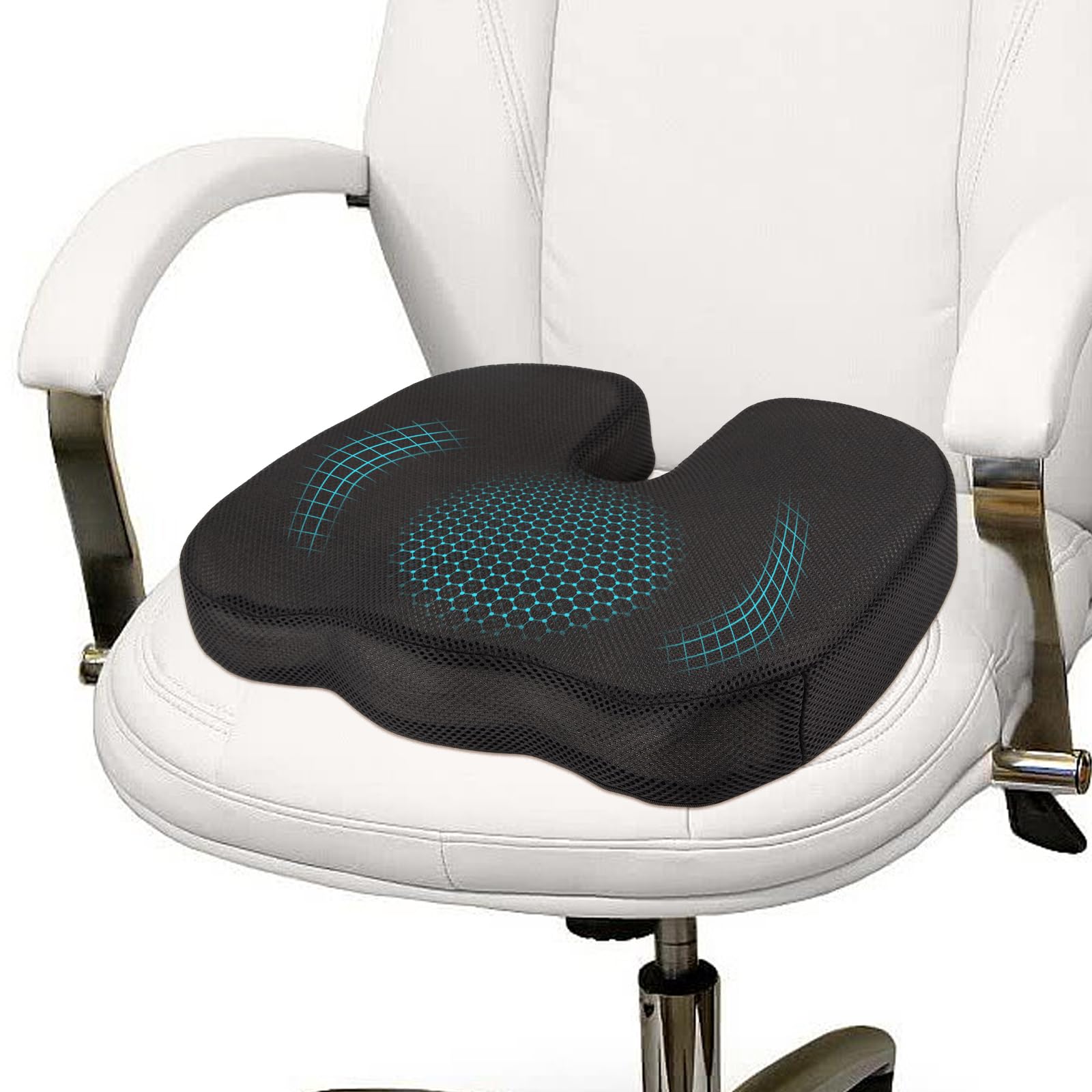 Cojín de asiento ortopédico, cojín de asiento para silla de oficina, cojín de coxis, cojín ergonómico, cojín de espuma viscoelástica, cojín de coxis para avión, coche, hernia de disco