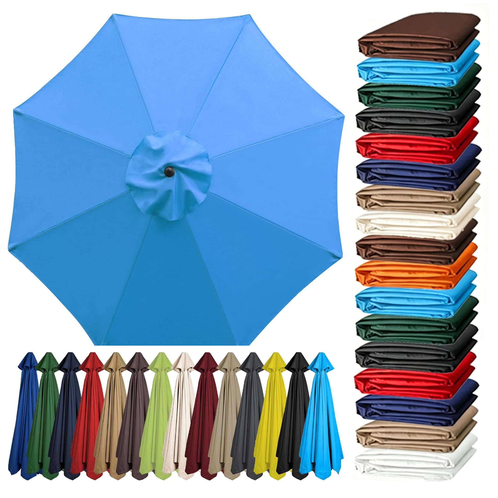 2m-3.5m 6/8 Arms Replacement Parasol Canopy,Garden Umbrella Replacement Cover,Patio Replacement Cover For Garden Parasol Umbrella Canopy,Replacement Fabric,Weatherproof Patio Parasol Umbrella
