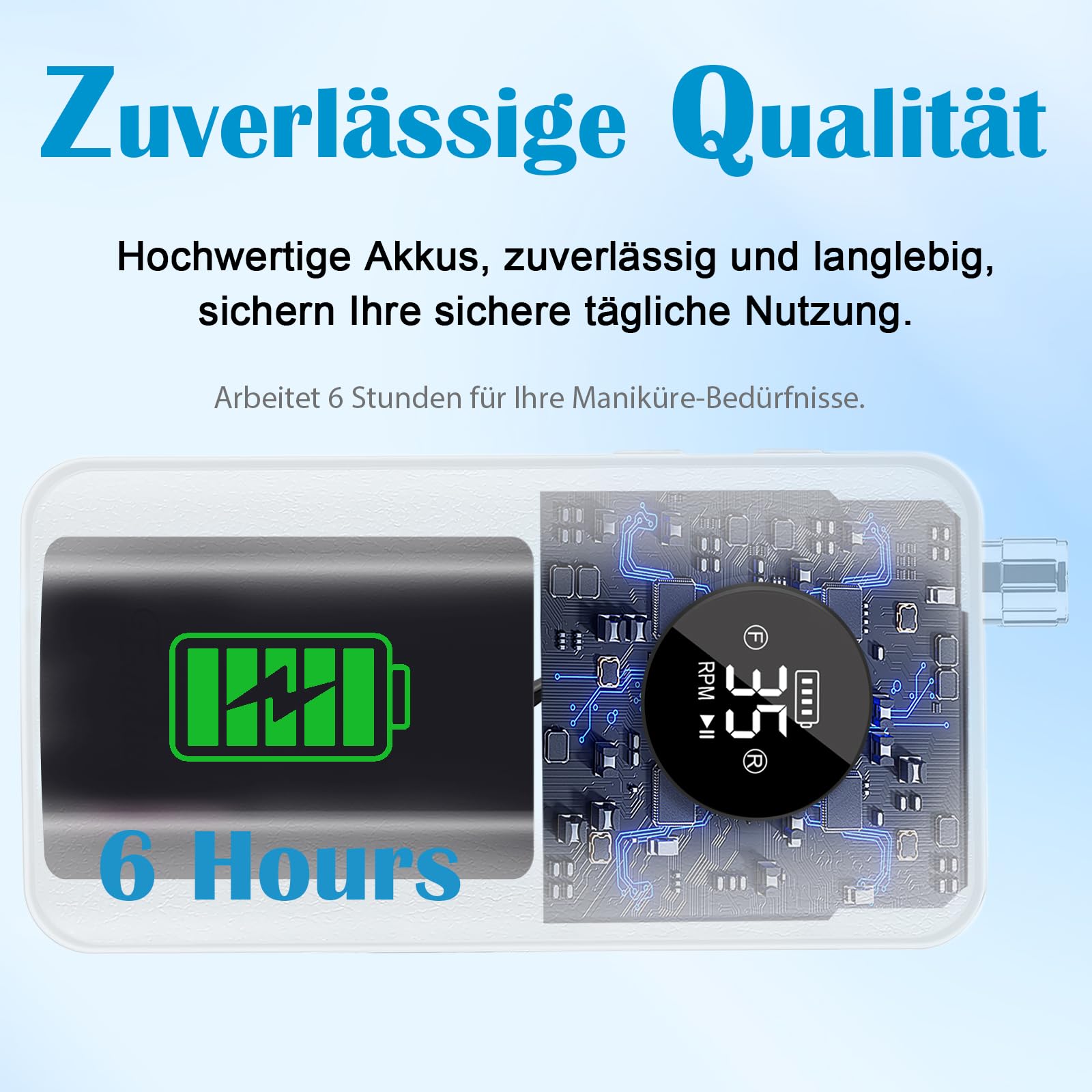 Nagelfräser 35000RPM für Gelnägel, Wiederaufladbarer Elektrischer Nagelfräser mit LED-Anzeige, Tragbar, Geräuscharm, Professionelles Maniküre- und tragbares nagelfräser klein, 48W, Weiß