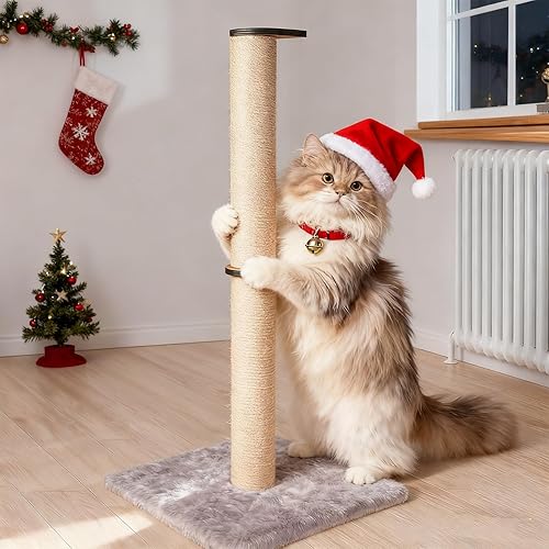 Poste rascador para gatos de 33 pulgadas de alto, con cuerda de sisal y cubierto con felpa suave para gatos grandes y gatitos de interior