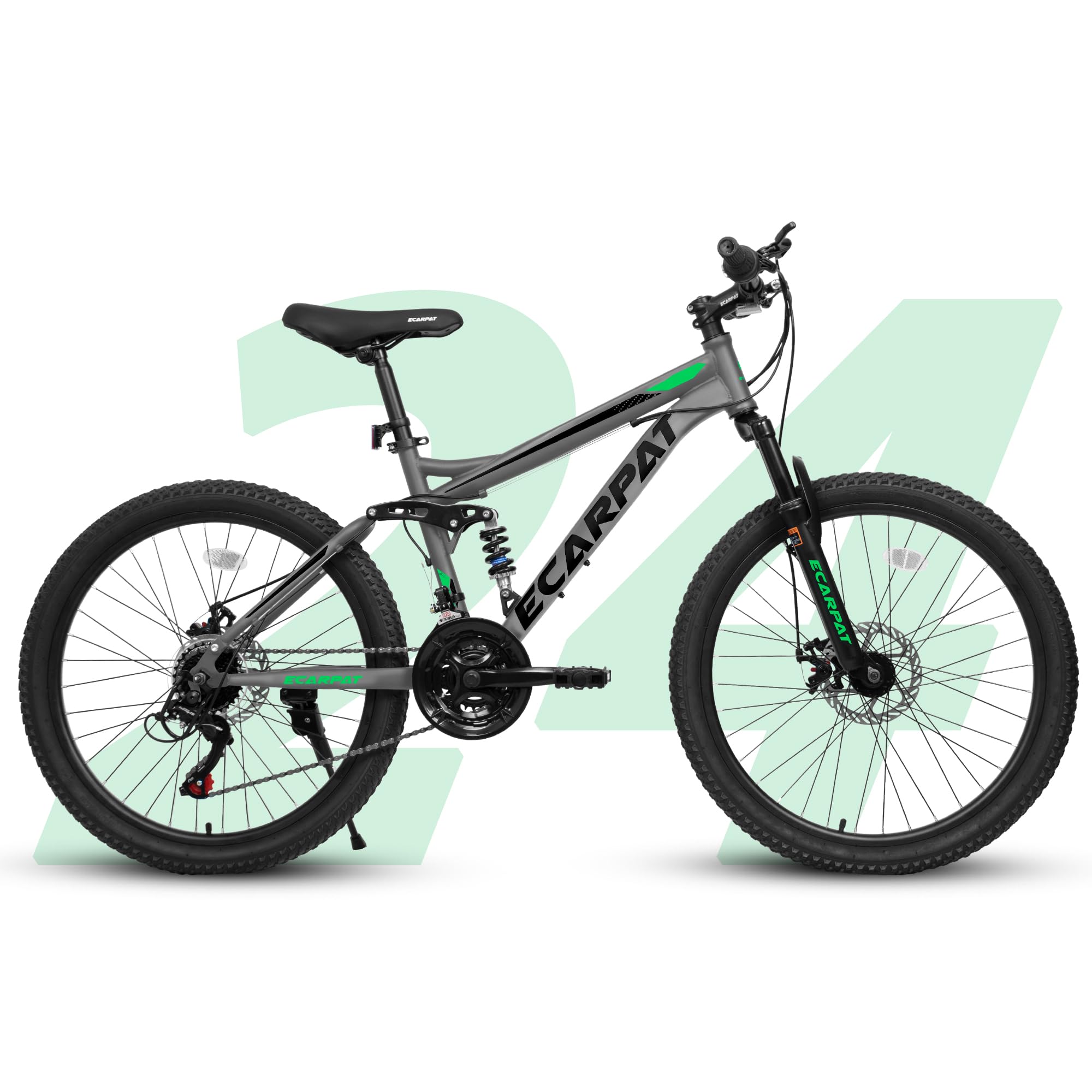 Ecarpat 24/26/27.5 Inch Mountain Bike Full/Front Suspension, 21 Speed Mountain Bicycle with Dual Disc Brakes, High-Carbon Steel Frame, Trail Commuter
