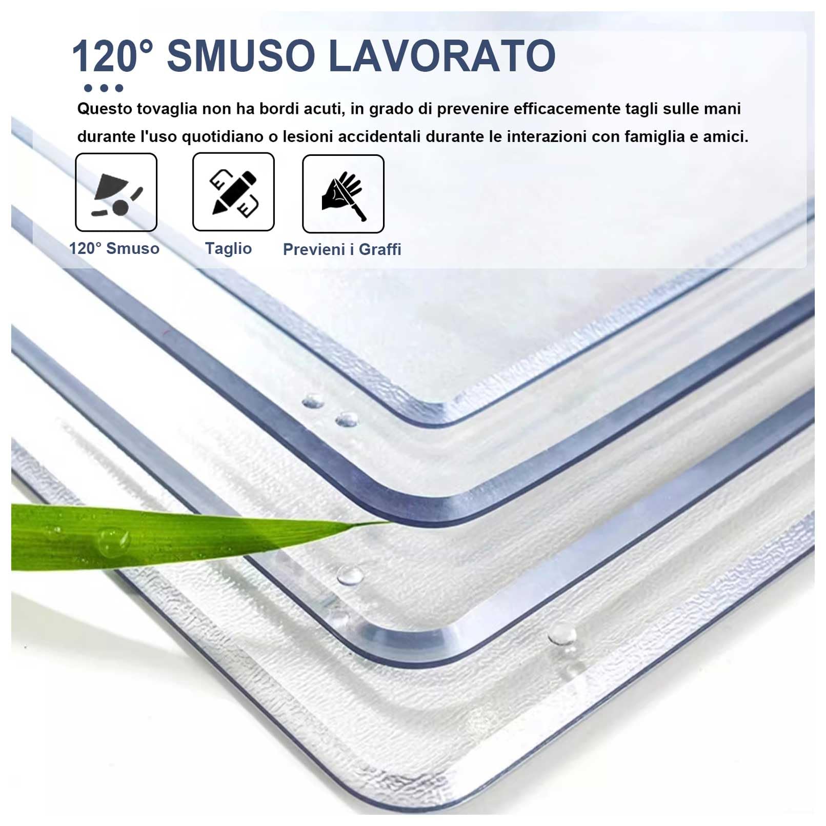 Generico Pellicola Protettiva in PVC 80x240cm 1.5 mm, Trasparente, Angoli Smussati, Facile da Rimuovere