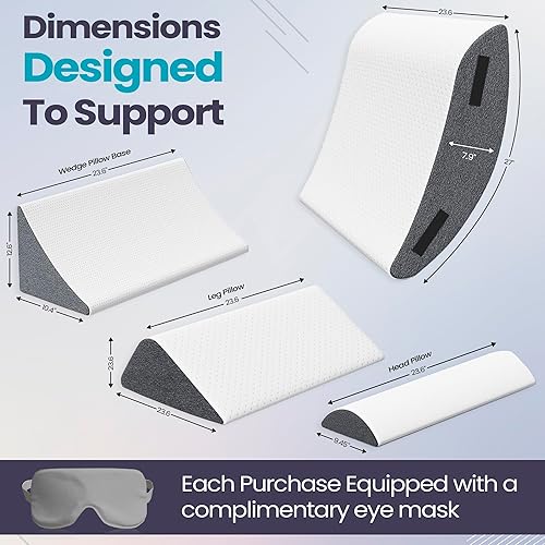 Miniatura 5 de Juego de 4 almohadas ortopédicas de cuña para cama, soporte de espuma ajustable para cabecera, espalda, piernas y sueño, ideal para reflujo ácido,