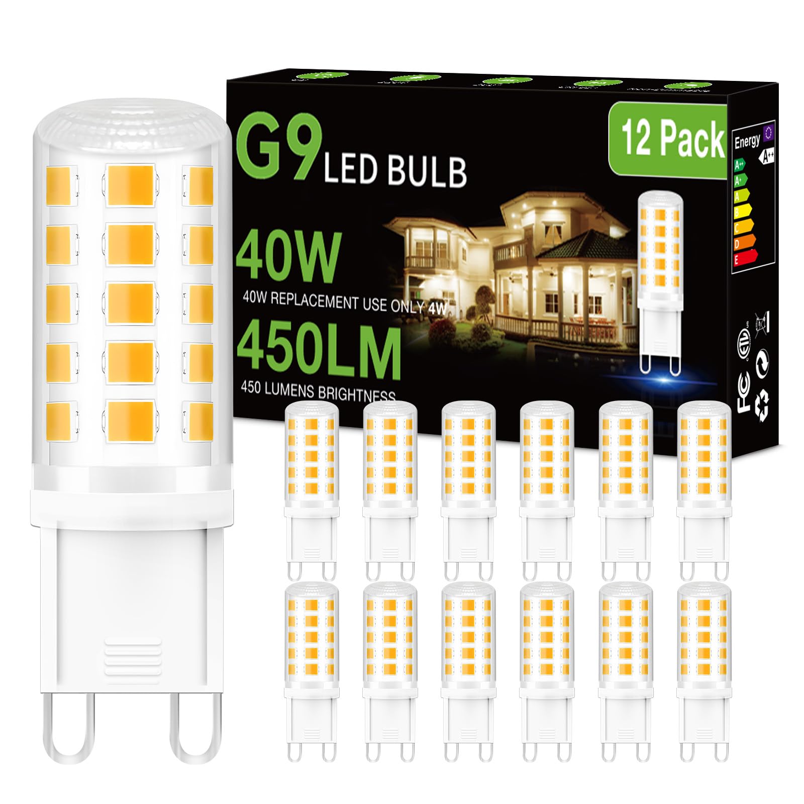FMV　bialo  mf40w DAYBEETER 12 Pack G9 LED Bulb 4W (40 Watt Equivalent), 3000K