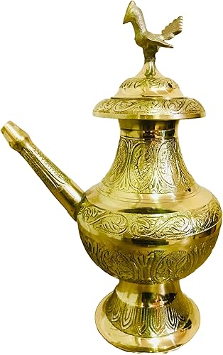 Karuwa - Tarro de agua tradicional tallado a mano Bhojpure 9 IN Karuwa de Nepal Antiguo Kansa Bronce Almacenamiento de agua natural Ghada Kalash -