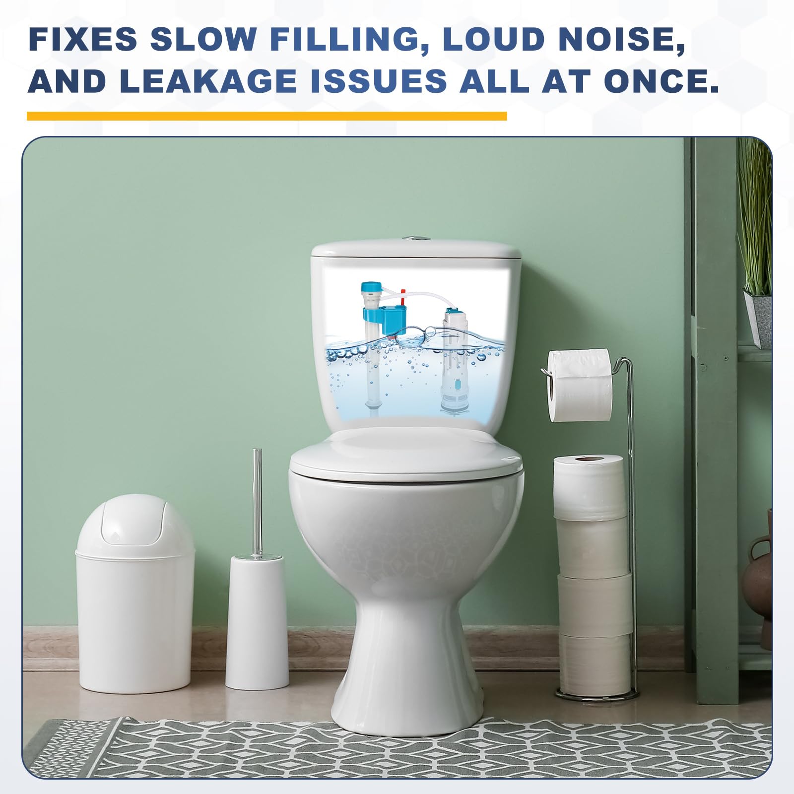 sourcing map Kit de réparation de valve de chasse d'eau double pour toilettes monobloc, comprend une valve de chasse d'eau de 7,6 cm, un bouton poussoir de filetage de 5,6 cm, une valve de remplissage