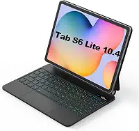 Capa com Teclado e Trackpad para Samsung Galaxy Tab S6 Lite 10.4' Polegadas, Capa com teclado Bluetooth sem fio destacável magneticamente,Teclado com LCD Display (preto)