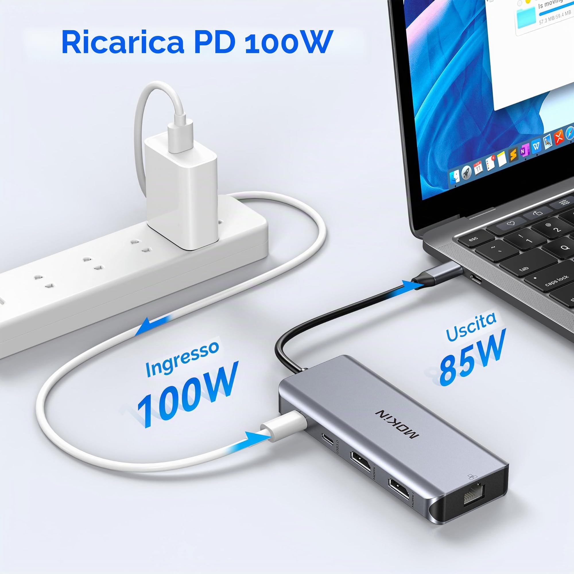 Docking Station USB-C 9-in-2 Con 2 Porte USB 3.1, HDMI×2, Espansione Per MacBook