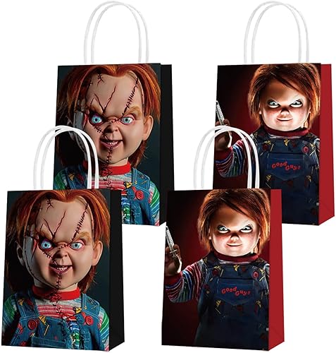 Chucky - 16 bolsas de regalo de papel para fiesta, 2 estilos, bolsas de recuerdo de fiesta con asas para decoraciones de fiesta de Chucky, bolsas de disponible en Yaxa Peru