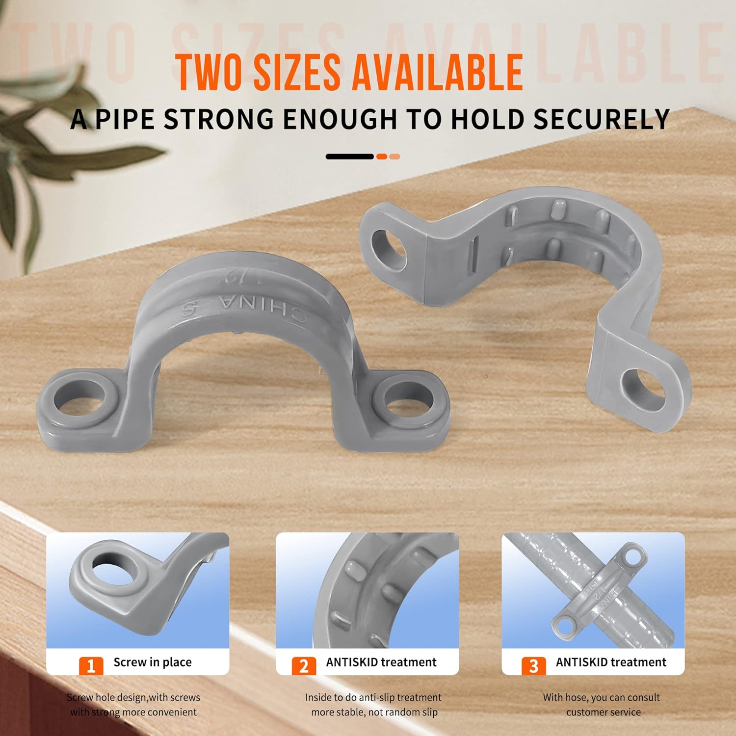 100 pcs 3/4'' 2 Holes Plastic Conduit Strap, PVC Pipe Straps U-Bracket Pipe Clamp Conduit Clamp For Conduit and Cables Tool Supplies， UL Listed