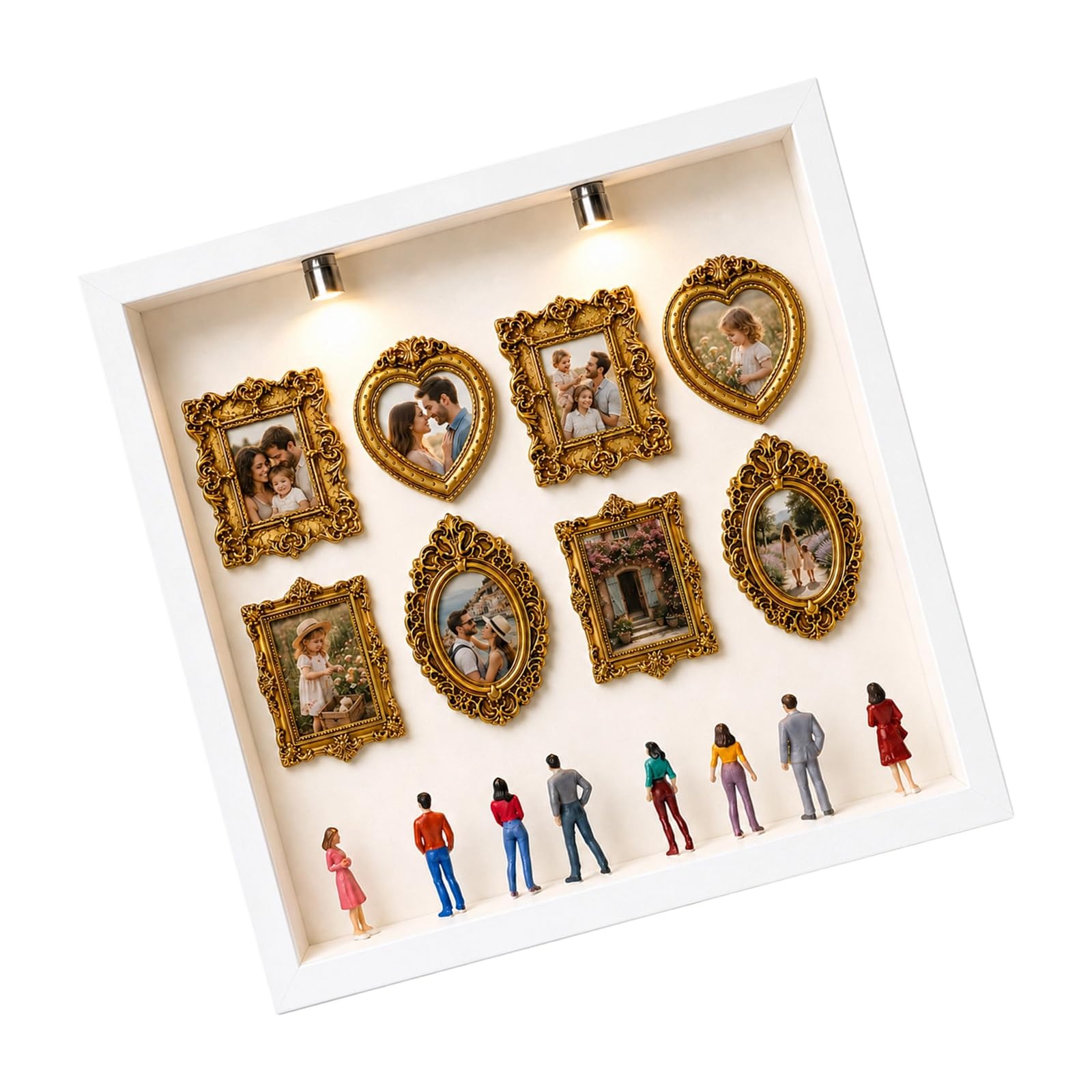 Personalize - Juego de cajas de siluetas de museos en miniatura | Caja de sombras con luz LED para decoración del hogar