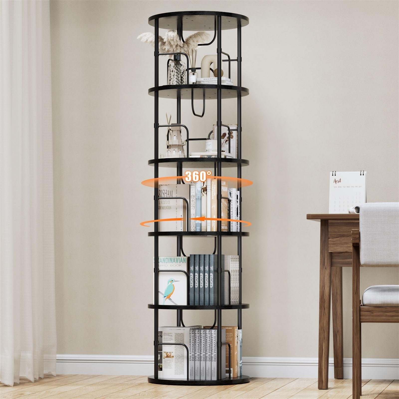 Amazon.com: ALLSTAND 5 Tier Rotating Bookshelf, 360 ° Display