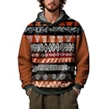 Hoodies for Men Tribal Ethnic Print Sweatshirts Long Sleeve Pullovers Drawstring Hooded Neck Kangaroo Pockets