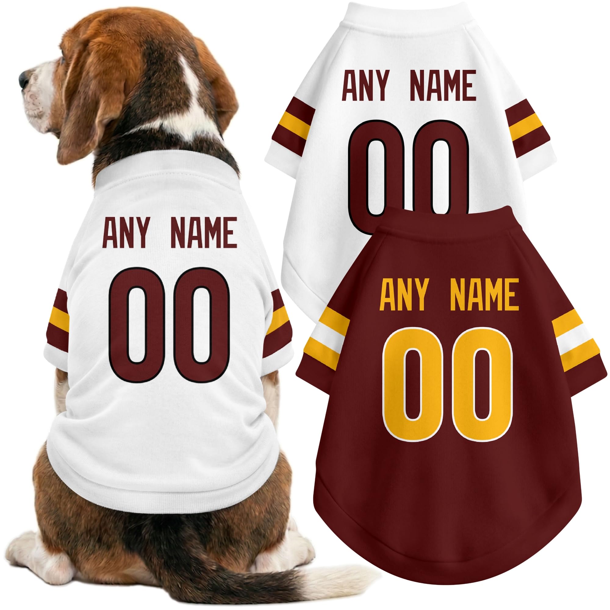 W Dog Clothes Jersey Style Custom Pet T Shirt with Personalized Name Number for Small Medium Large Dogs