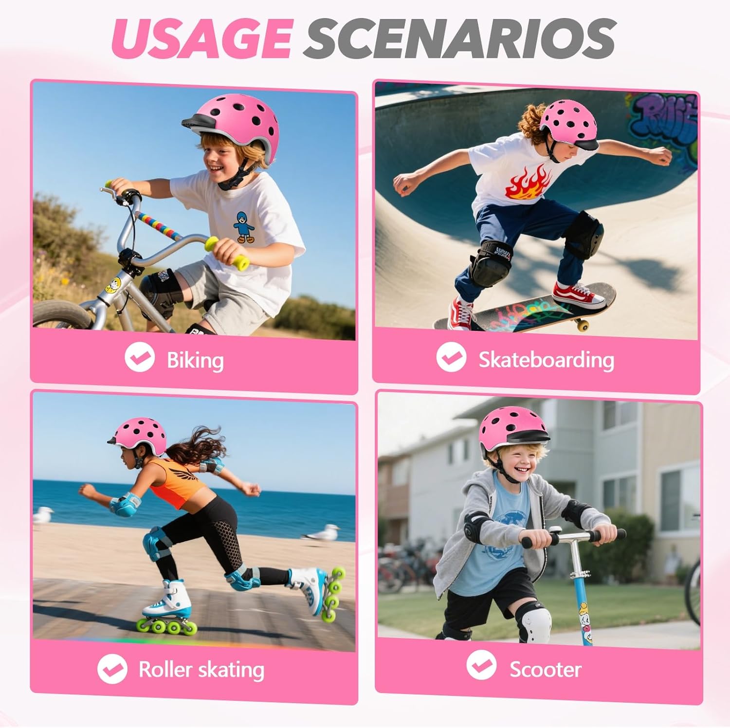 Wemfg Kids Bike Helmet for 5-8-14 Magnetic Buckle Skateboard Helmet for Boys Girls Child Youth Adjustable Lightweight Ventilation and Multi-Sports Scooter Cycling Roller Balance
