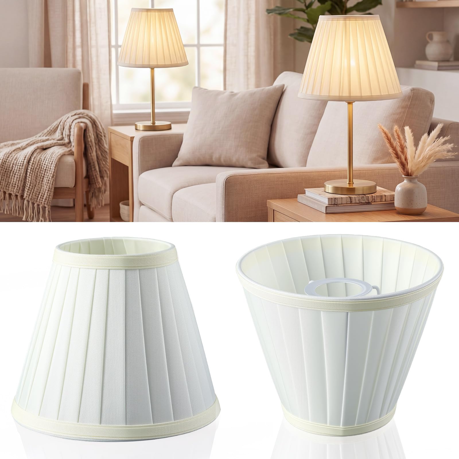 Photo 1 of Small Pleated Lamp Shades Set of 2, 3.9" Top x 7.1" Bottom x 5.9" High