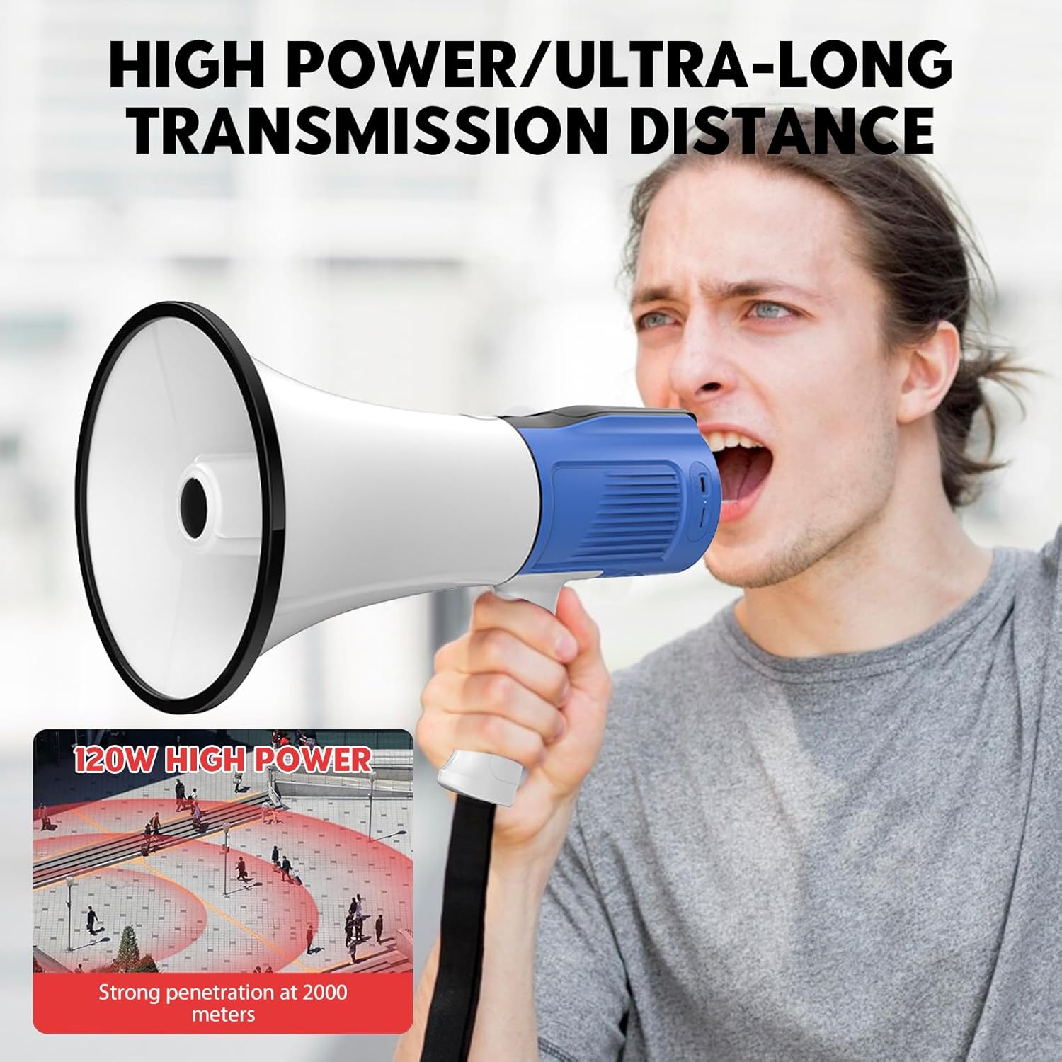 Megafon részletes nézet és vezérlőelemek