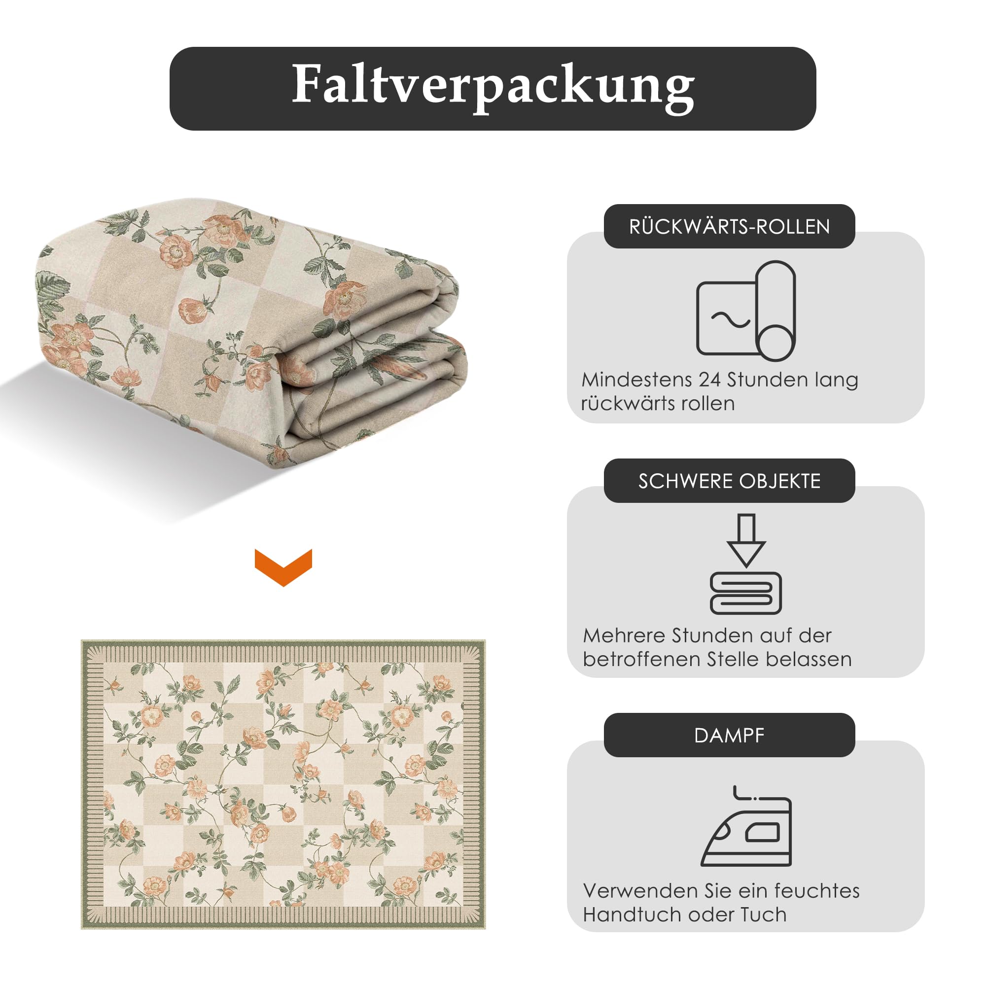 PureCozy Alfombra Salón Lavable Floral a Cuadros 160x230cm Moderna Alfombra de Cocina Salón Dormitorio Tapete Antideslizante Pelo Corto Suave Beige Verde Carpet