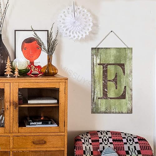 Vista 14 de Letrero colgante de madera con letra J, letrero de madera para decoración del hogar, 26 letras del alfabeto de metal, placa de madera, decoración