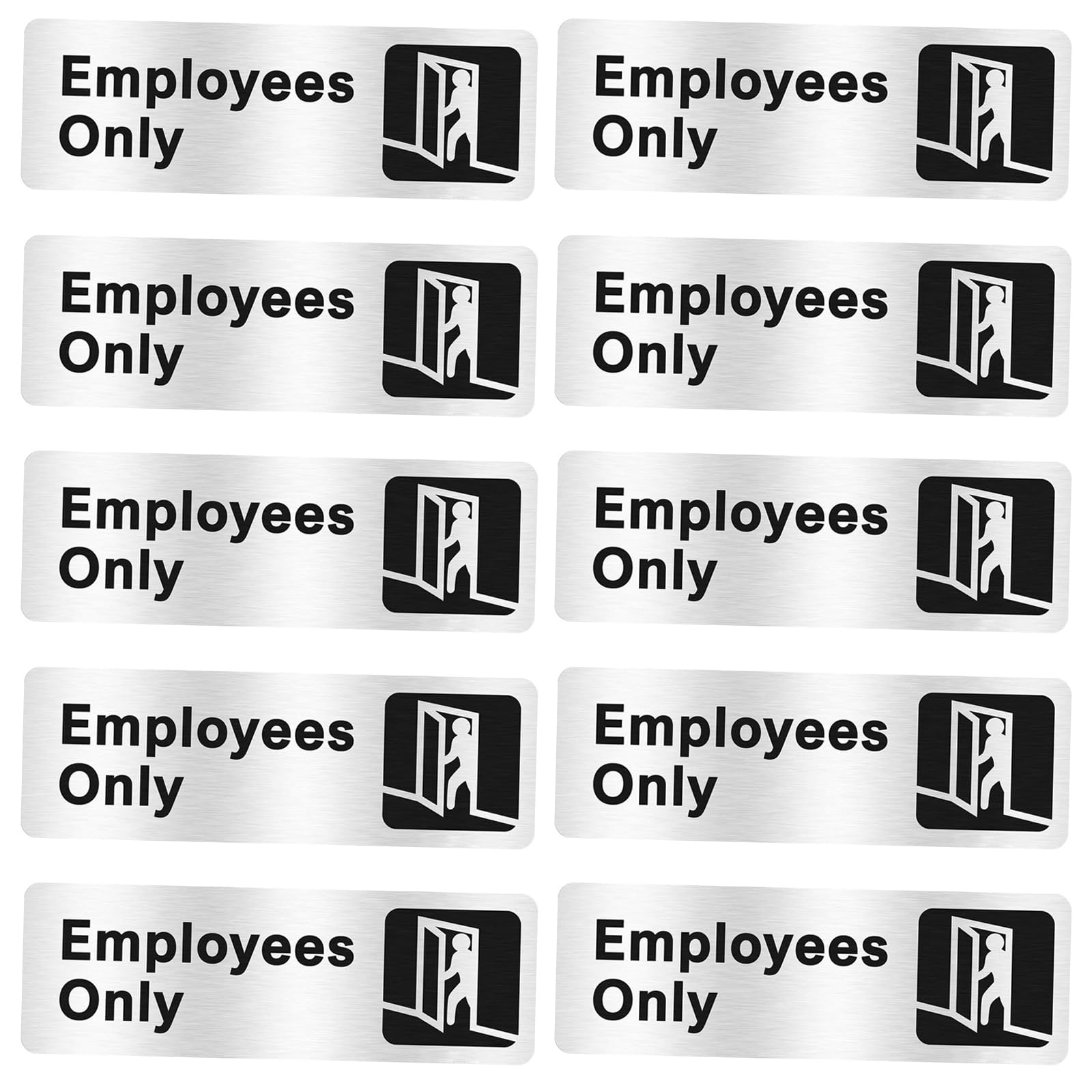 Kalttoy 10Pcs Employee Restricted Area Signs Practical Stainless Steel Offices Indicators for Clear Communication Metal Workplace Labels