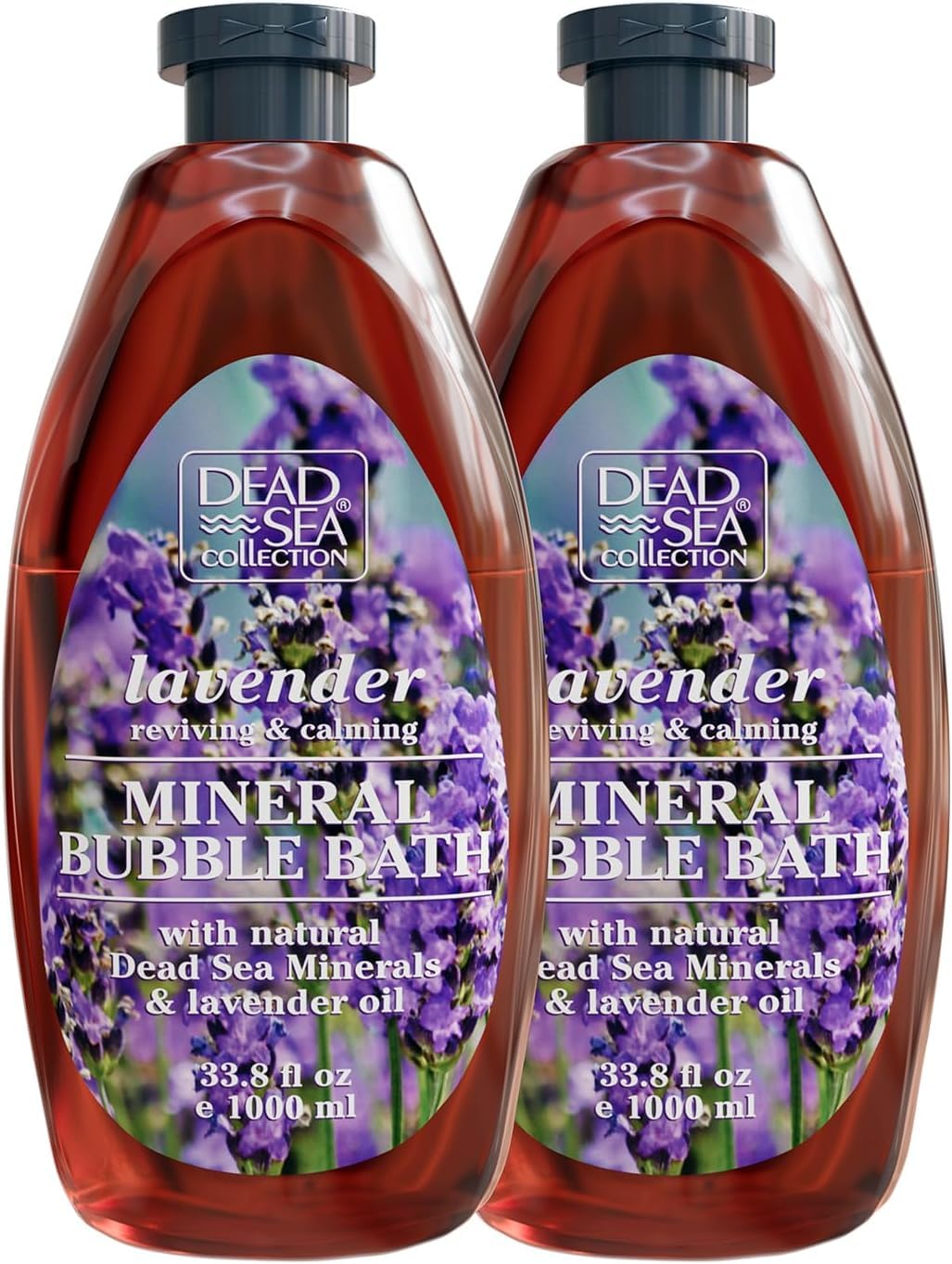 Dead Sea Collection Bubble Bath with Lavender for Women and Men - Lavender Oil and Pure Dead Sea Minerals - Nourishing and Moisturizing Skin - Pack of 2 (67.6 fl.oz)