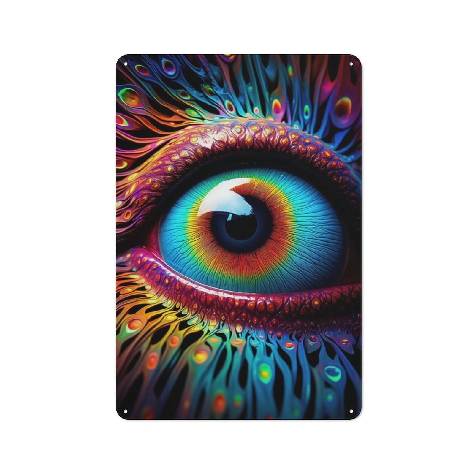 Junmoney Human Eye Tin Wall Plaque 30X20cm With For Living Room Or Hallway, For Garage, Workshop And Man Cave Decoration