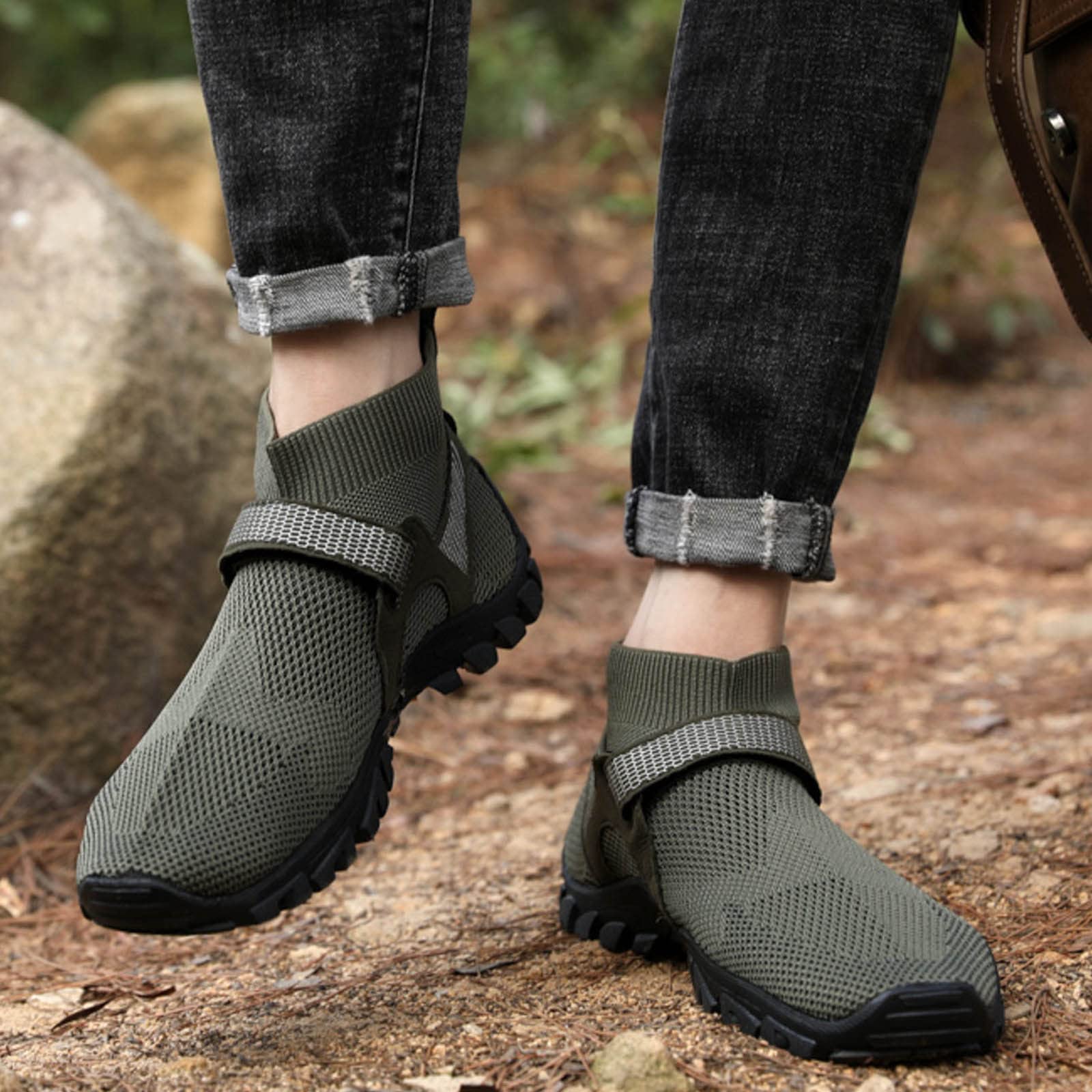 Generisch Slip in Zapatos Hombre Extra Ancho Senderismo Malla Transpirable