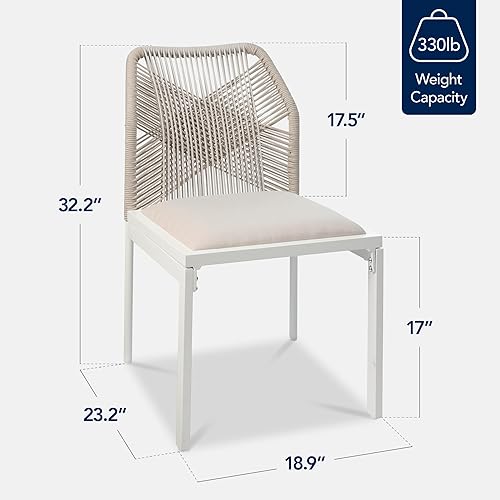 Miniatura 2 de Best Choice Products Juego de 2 sillas de cocina modernas para interiores y exteriores, diseño tejido de cuerda para todo tipo de clima, cojines