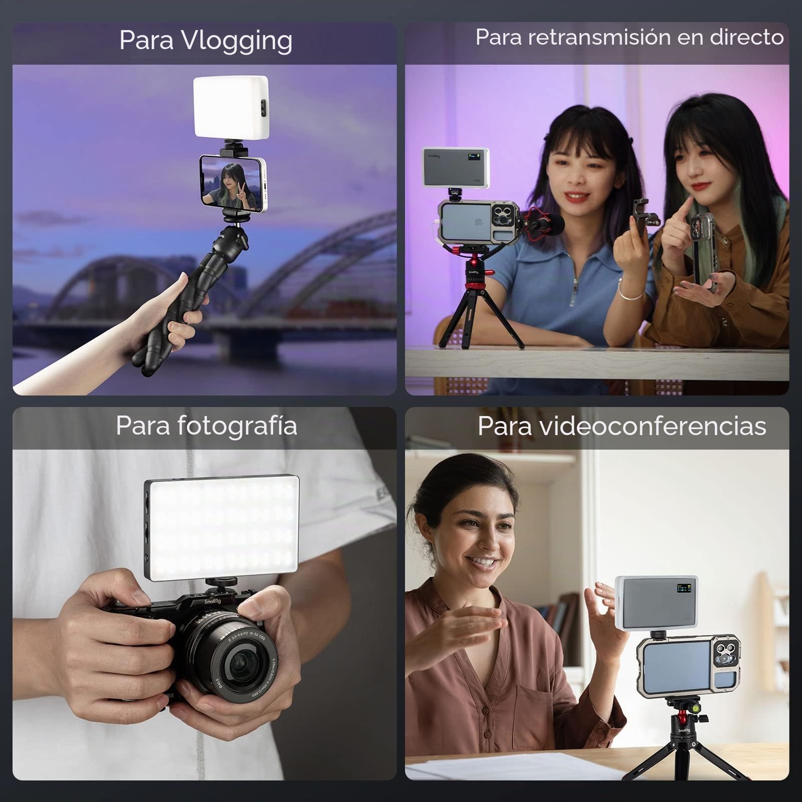 SMALLRIG RM120 RGB Luz de Video, Portátil Luz de Vídeo LED 2500-8500K CRI TLCI 98+, Panel Luz de la Cámara Batería de 180 Minutos de 5000 mAh, para TikTok, Creador de Contenido, Fotógrafo - 3808