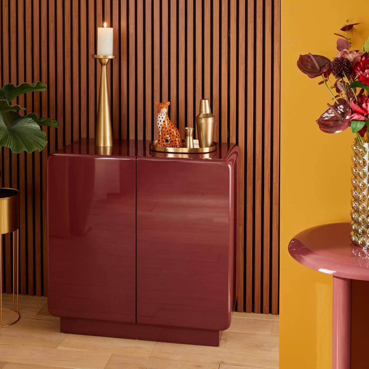 Atmosphera - Buffet Douglas carré 80x80cm 2 Portes Rouge