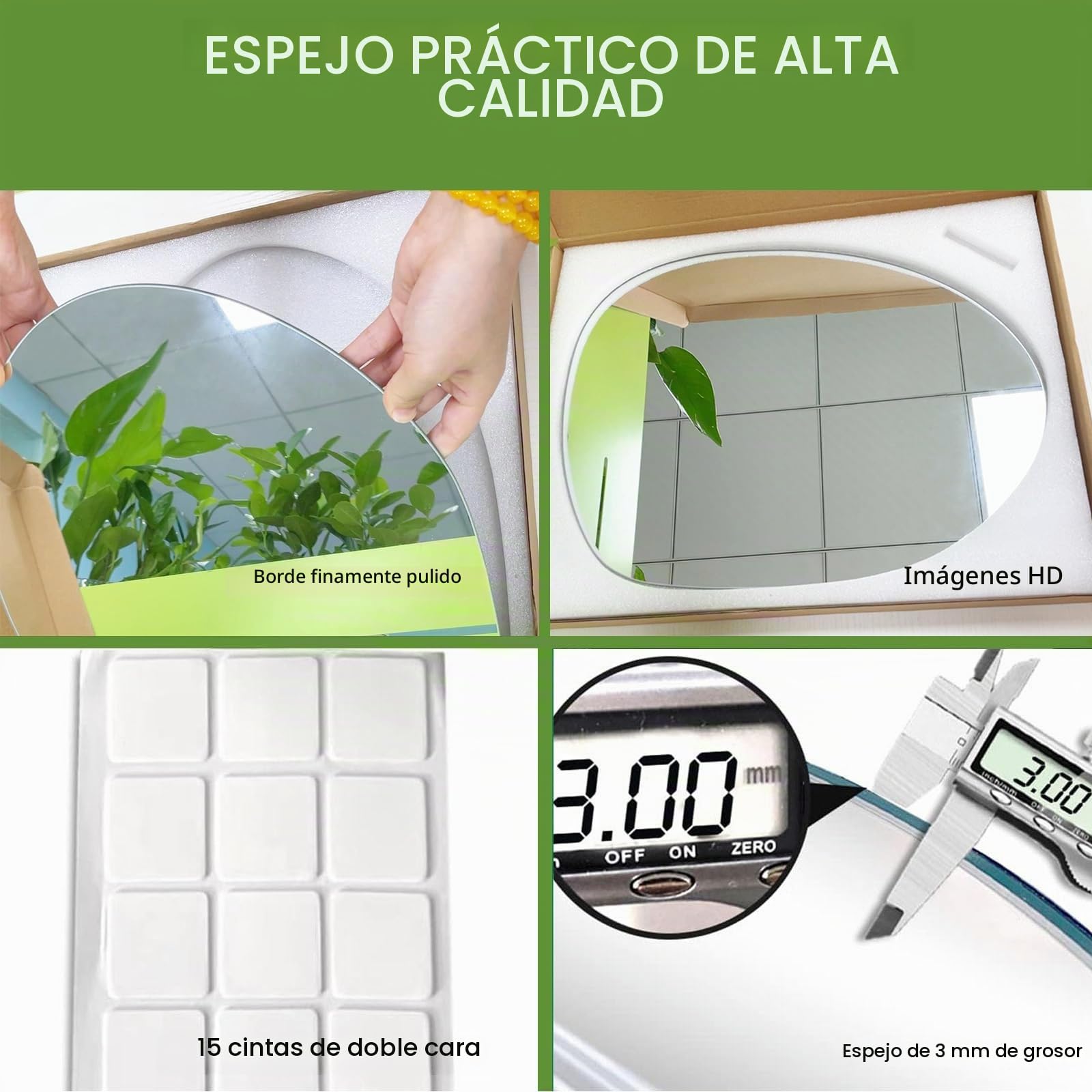 Espejo Adhesivo Irregular Sin Marco Decorativo para Pared - Vidrio para Sala de Estar, Dormitorio y Baño
