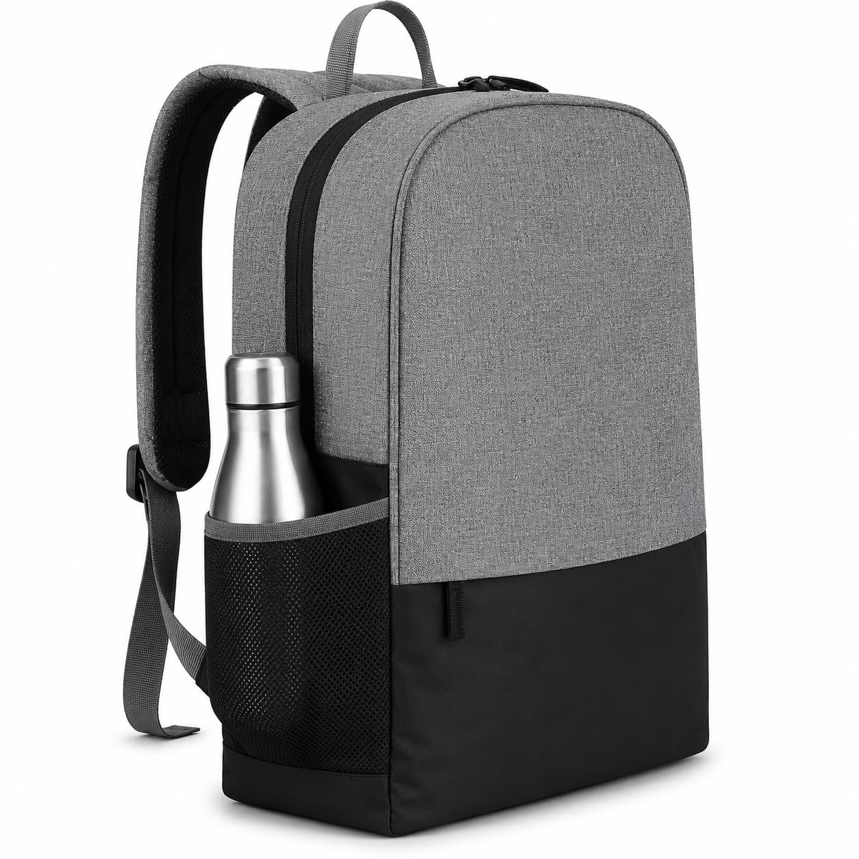 Water Resistant Laptop Backpack for Men & Women | Lightweight Travel, Office & College Backpack | Spacious Compartments, Durable Fabric, Comfortable Shoulder Straps, Secure Zipper | Black & Grey-image-21