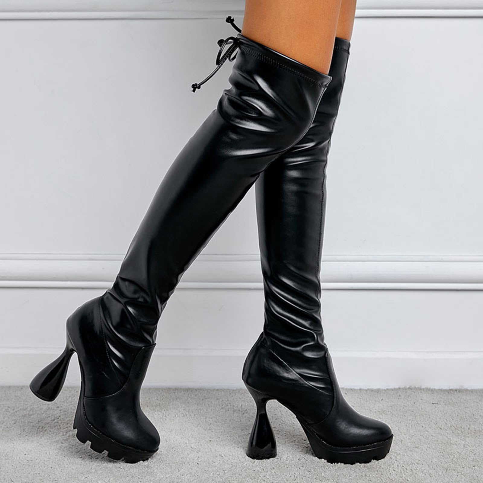 12CM / 4.72IN Bottes à Talons Hauts en Verre de vin de boîte de Nuit à la Mode et Sexy