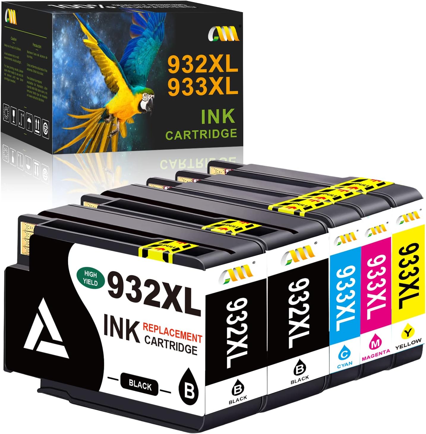 CMCMCM Compatible HP 932 933 932XL 933XL Ink Cartridges Work for OfficeJet 7612 6600 7110 6100 7610 6600 Printer - Black, Cyan, Magenta, Yellow