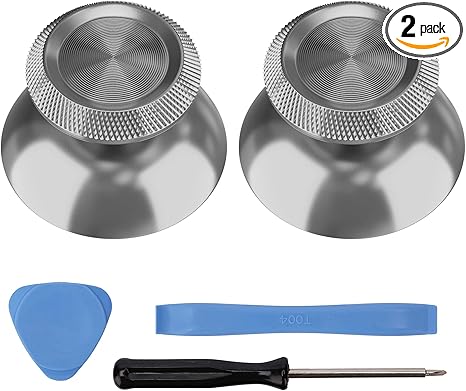 Metal Thumbsticks for PS5 Controller, Aluminum Joystick Replacement Kit for Dualsense Controller Accessories (Silver)