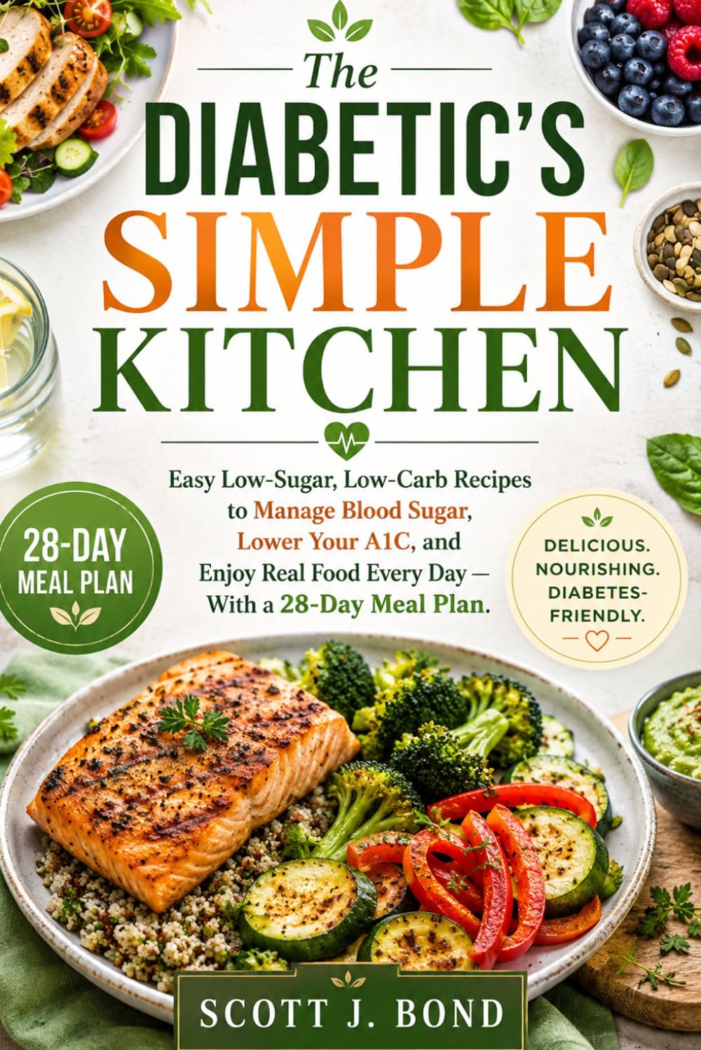 The Diabetic's Simple Kitchen.: diabetic cookbook,type 2 diabetes lower A1C,blood sugar recipes,low carb diabetic,newlydiagnosed,diabetes,diabetic,meal plan sugar free recipes,prediabetes dietrecipes